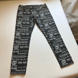 HOMME + FEMME black cotton Lycra blend denim logo printed slim straight jeans